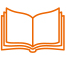 Orange icon of a book opening